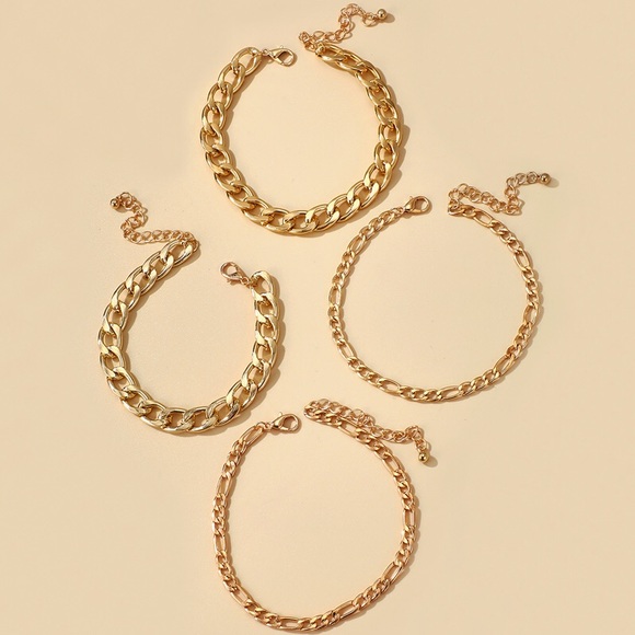 ⚜️[𝟯/$𝟮𝟴]⚜️4 Layered Gold Chunky Bracelet NEW - Picture 6 of 8